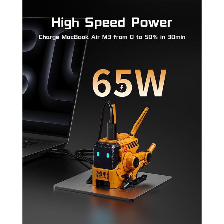 خرید شارژر GravaStar Alpha65 - دارای دو شاخه و سه شاخه - نسخه War Damaged Yellow